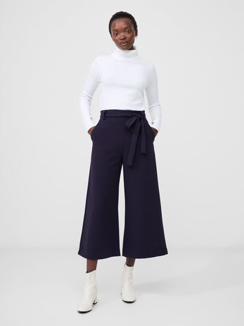Whisper High Waisted Navy Belted Culotte Trousers