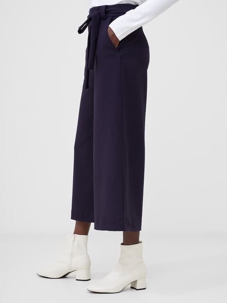 Whisper High Waisted Navy Belted Culotte Trousers