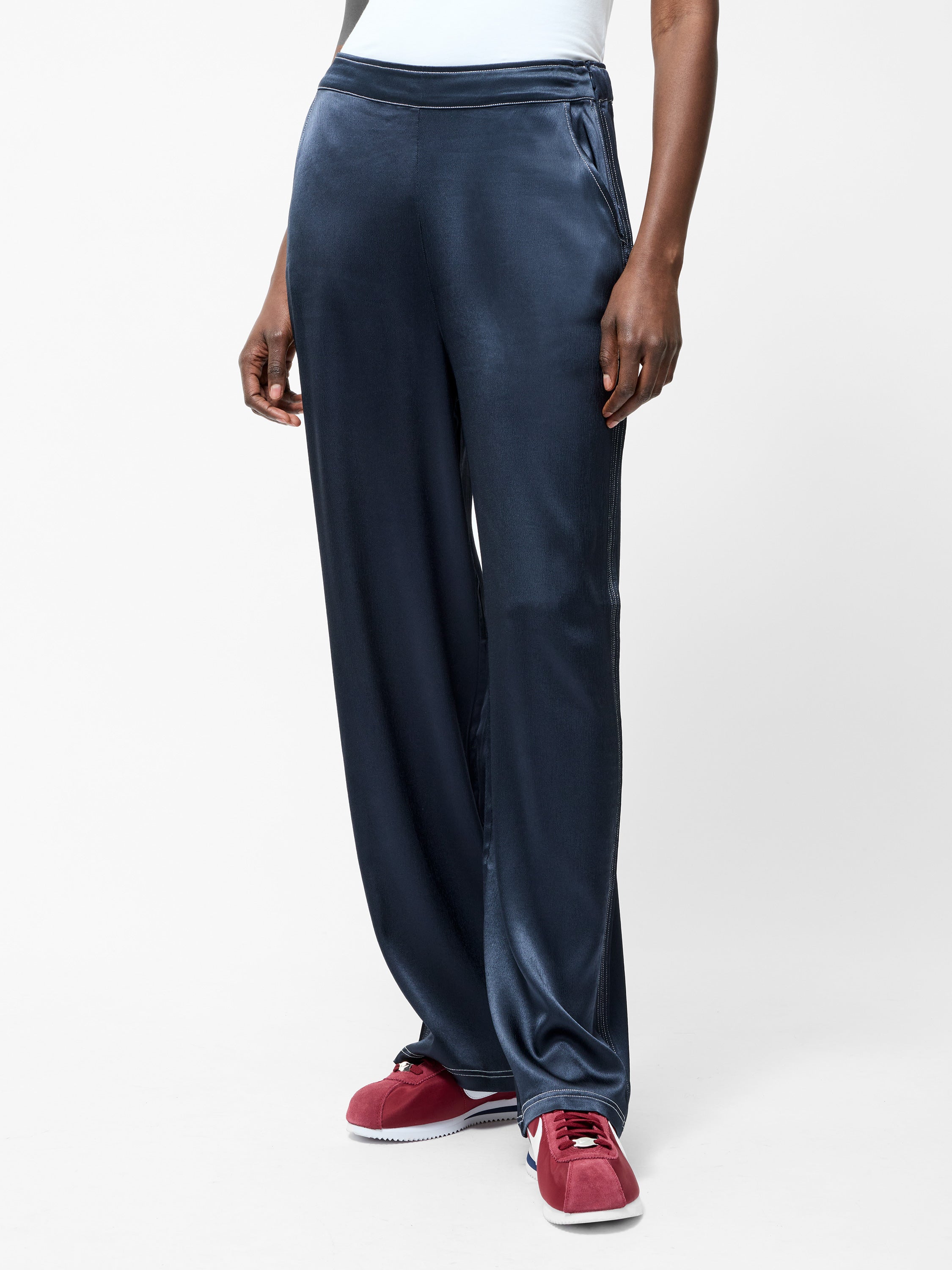 Akita Satin Stretch Wide Leg Trousers