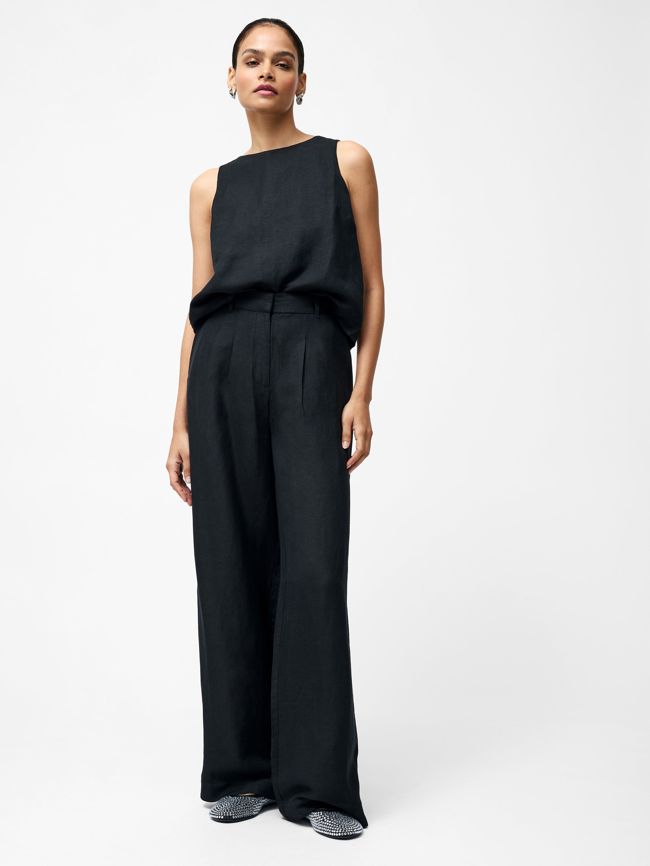 Birdie Linen Wide Leg Trousers