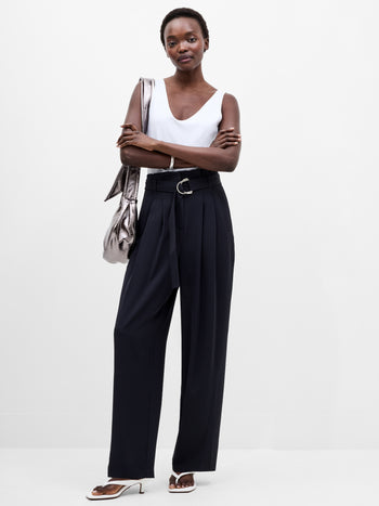Vinnie Tailored D-Ring Belted Wide Leg Trousers