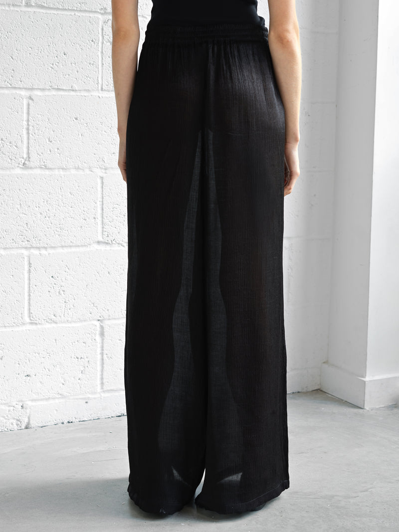 Terry Crinkle Wide Leg Trousers