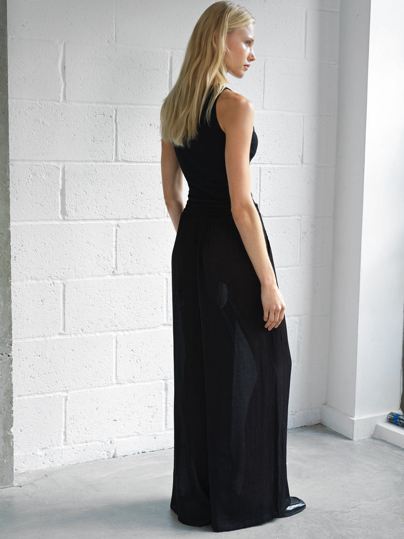 Terry Crinkle Wide Leg Trousers