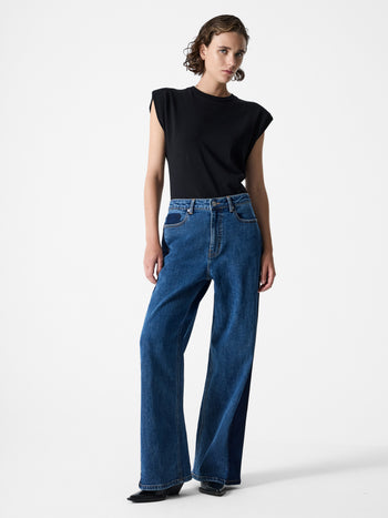 Elliot Denim Side Panel Wide Leg Jeans
