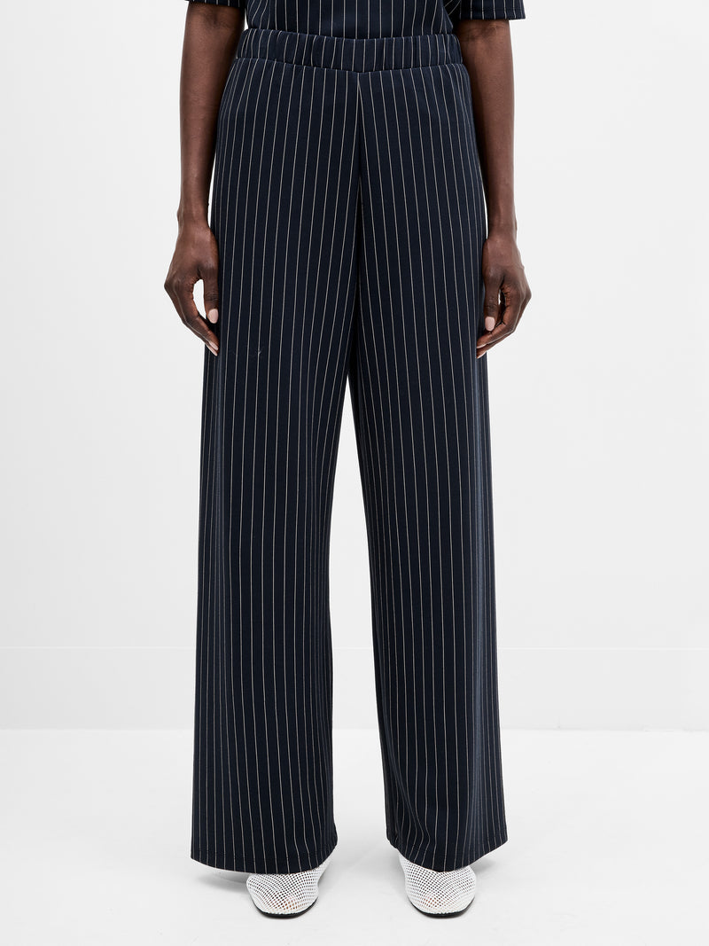 Regina Jersey Pinstripe Wide Leg Trousers