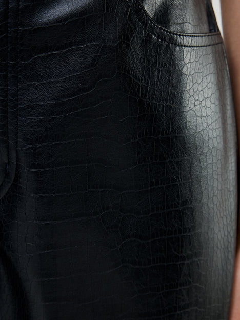 Brody Croc PU Straight Leg Trousers