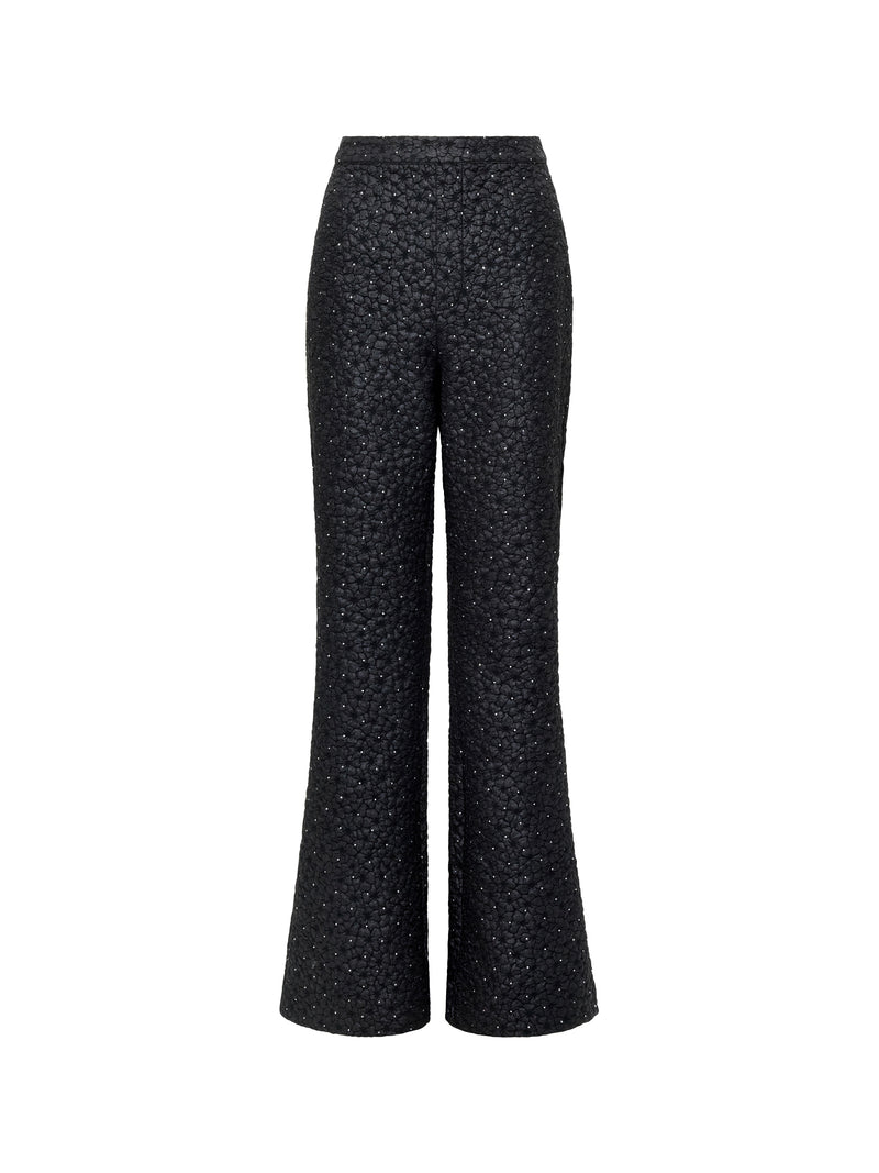 Yelena Jacquard Diamante Flared Trousers