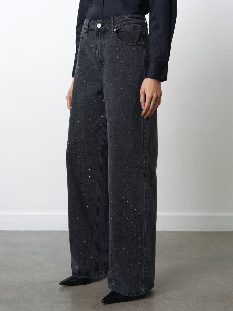 Ralphie Denim Embellished Wide Leg Jeans