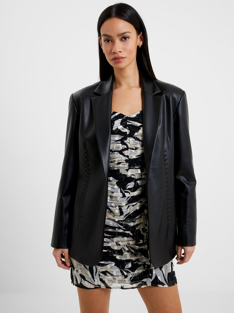 Crolenda PU Lace-Up Blazer