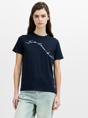 Love Of My Life Flocked Script Navy Blue Cotton T-Shirt