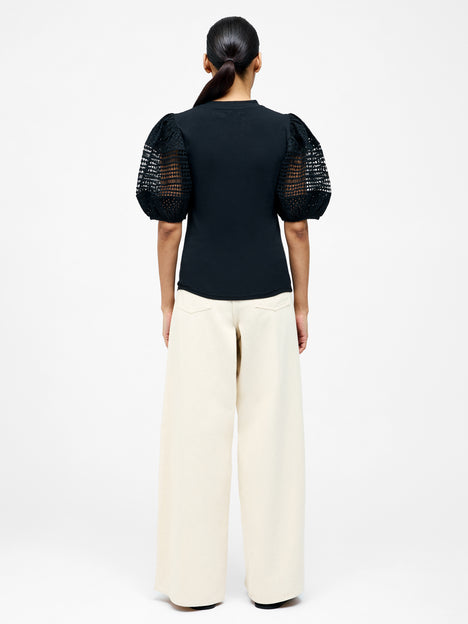 Crochet Lace Puff Sleeve Top