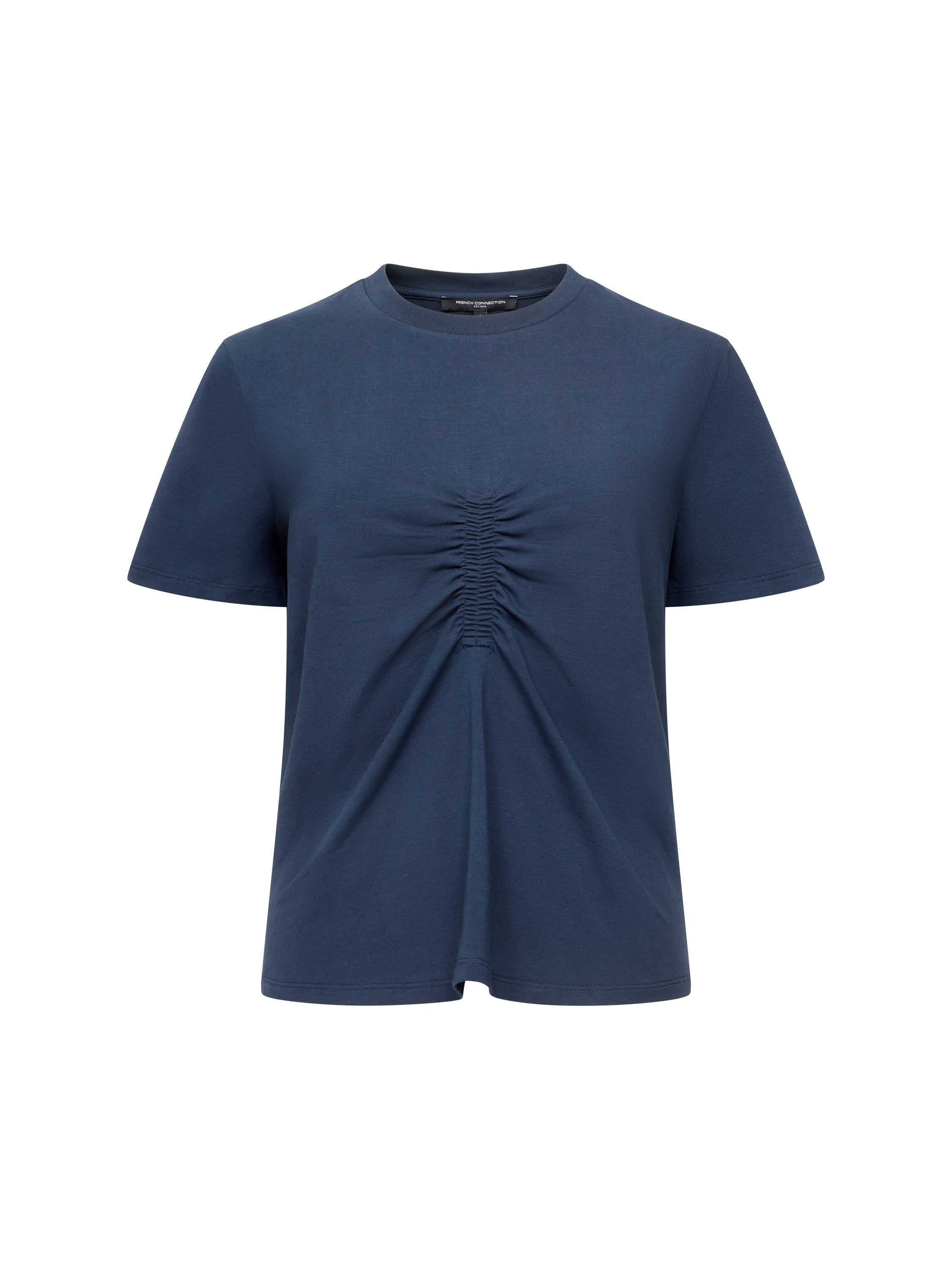 Rallie Ruched Front Navy Regular Fit T-Shirt