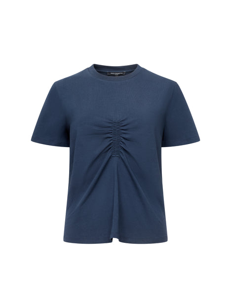 Rallie Ruched Front Navy Regular Fit T-Shirt