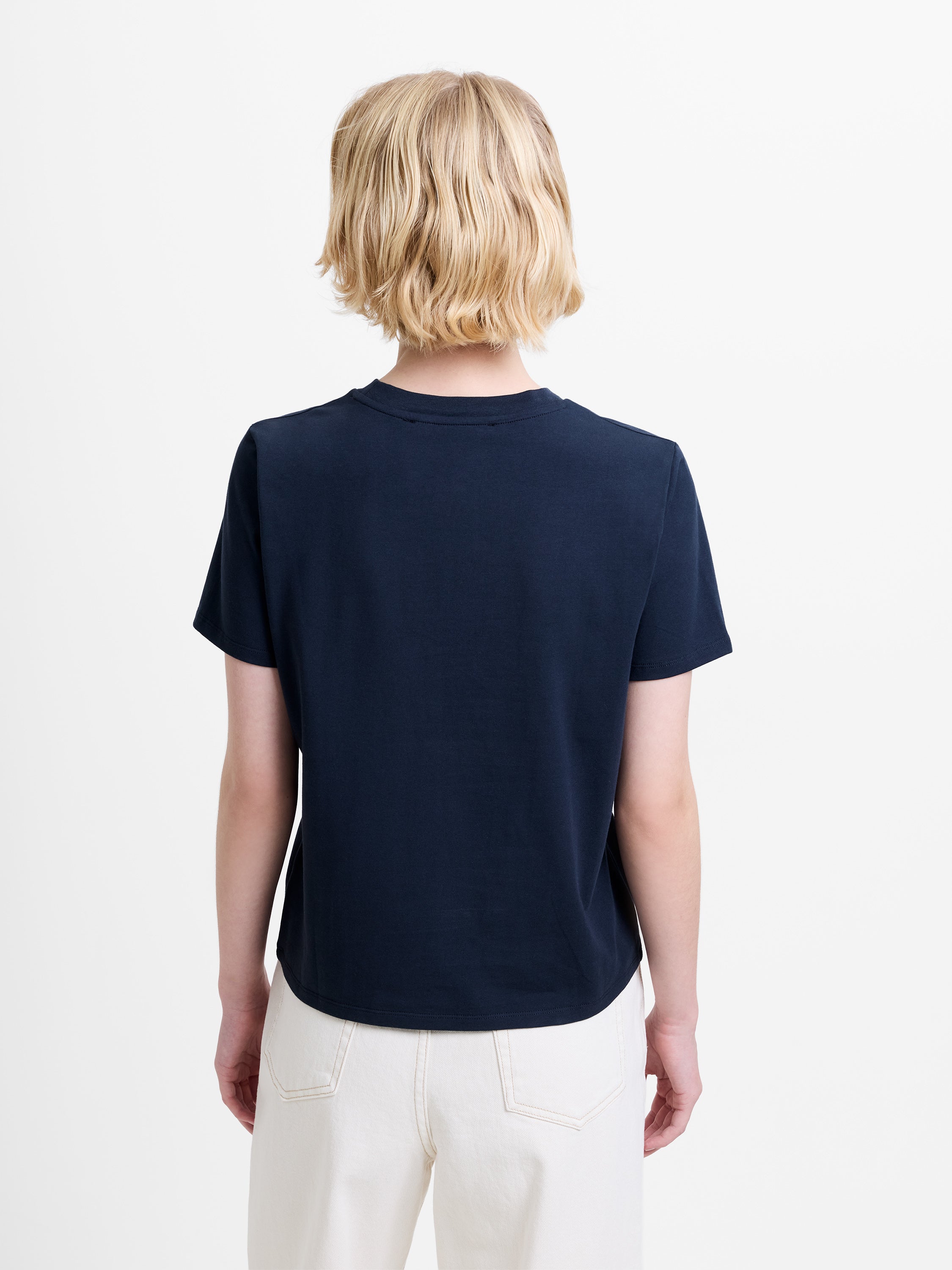 Rallie Ruched Front Navy Regular Fit T-Shirt
