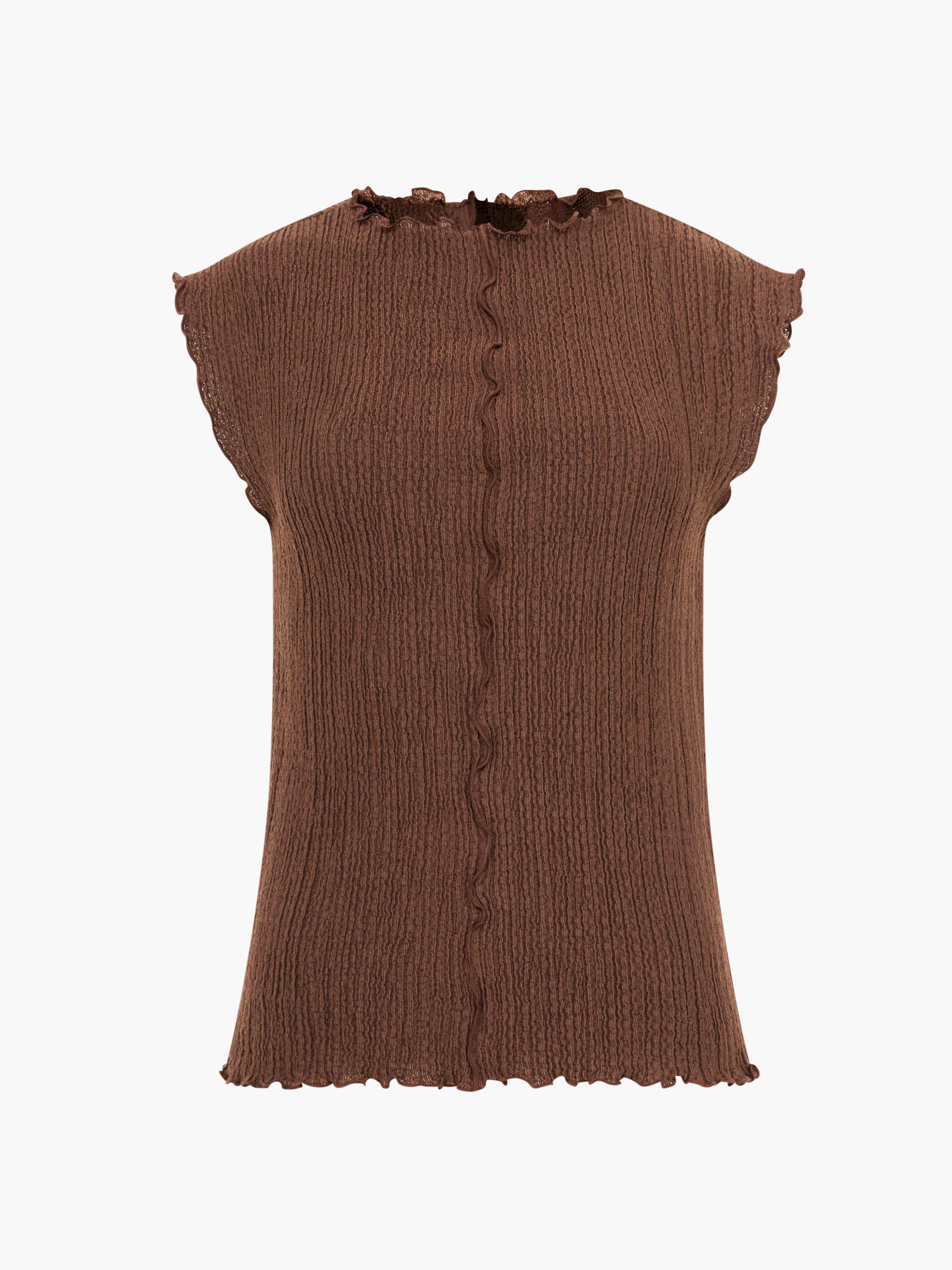 Andie Textured Sleeveless Brown Top