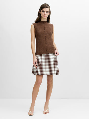 Andie Textured Sleeveless Brown Top