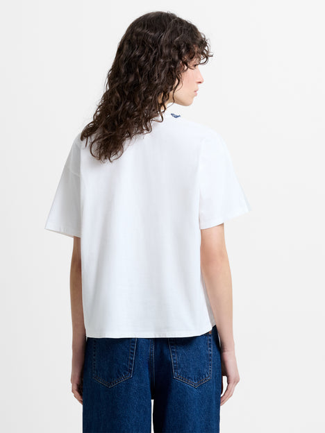 Aliyana Jersey Short Sleeve Denim Chain White T-Shirt