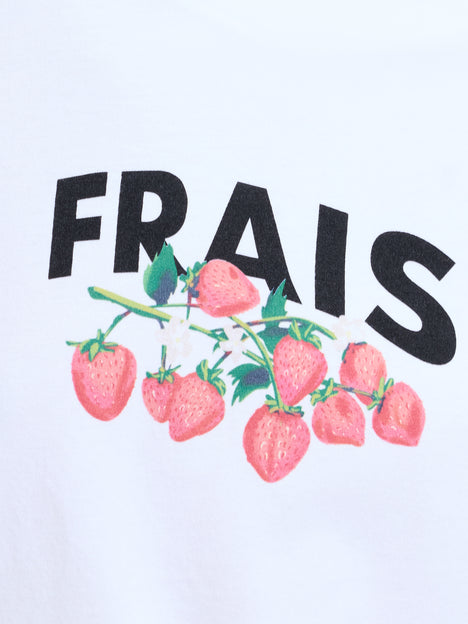 Strawberry Peached Cotton White Graphic T-Shirt