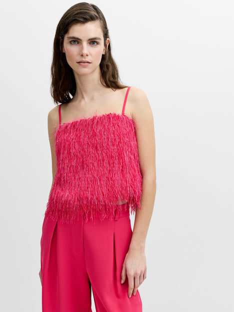 Sonia Textured Strappy Pink Crop Top