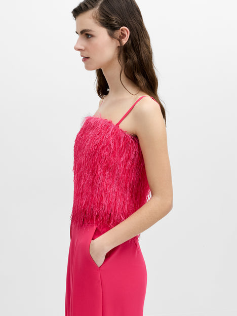 Sonia Textured Strappy Pink Crop Top