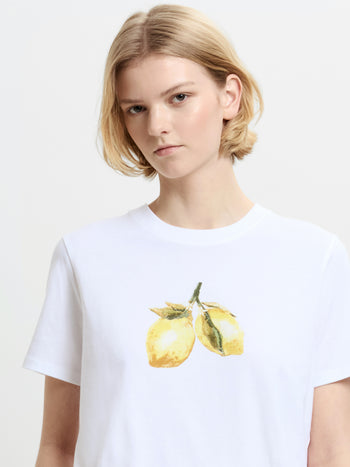 Lemons White Cotton Graphic T-Shirt