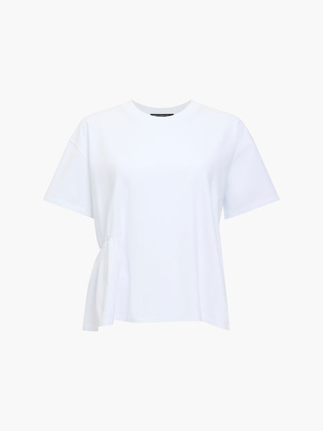 Rallie White Asymmetric Peplum T-Shirt