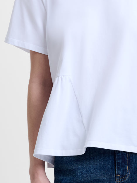Rallie White Asymmetric Peplum T-Shirt