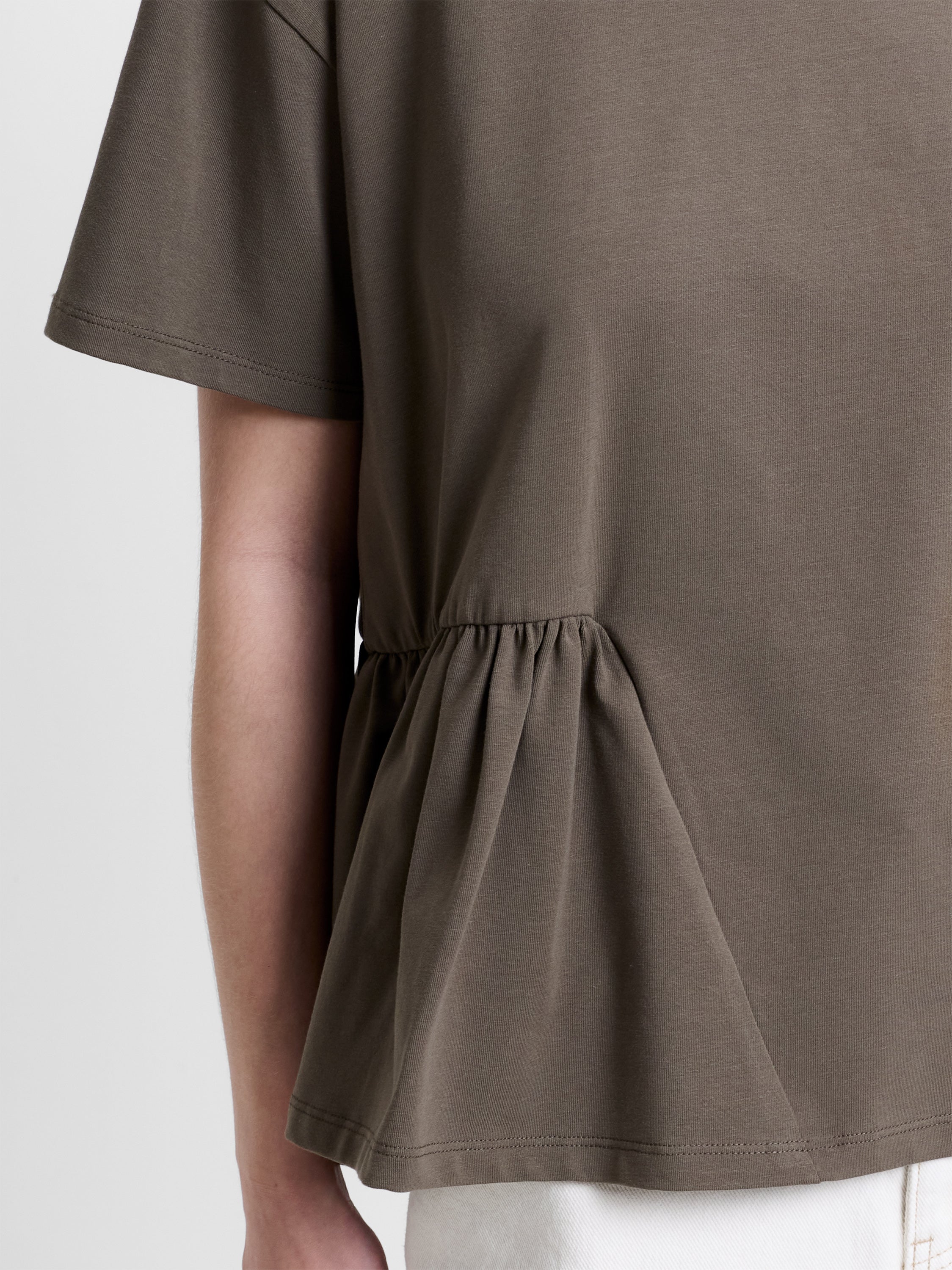Rallie Khaki Green Asymmetric Peplum T-Shirt