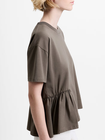 Rallie Khaki Green Asymmetric Peplum T-Shirt