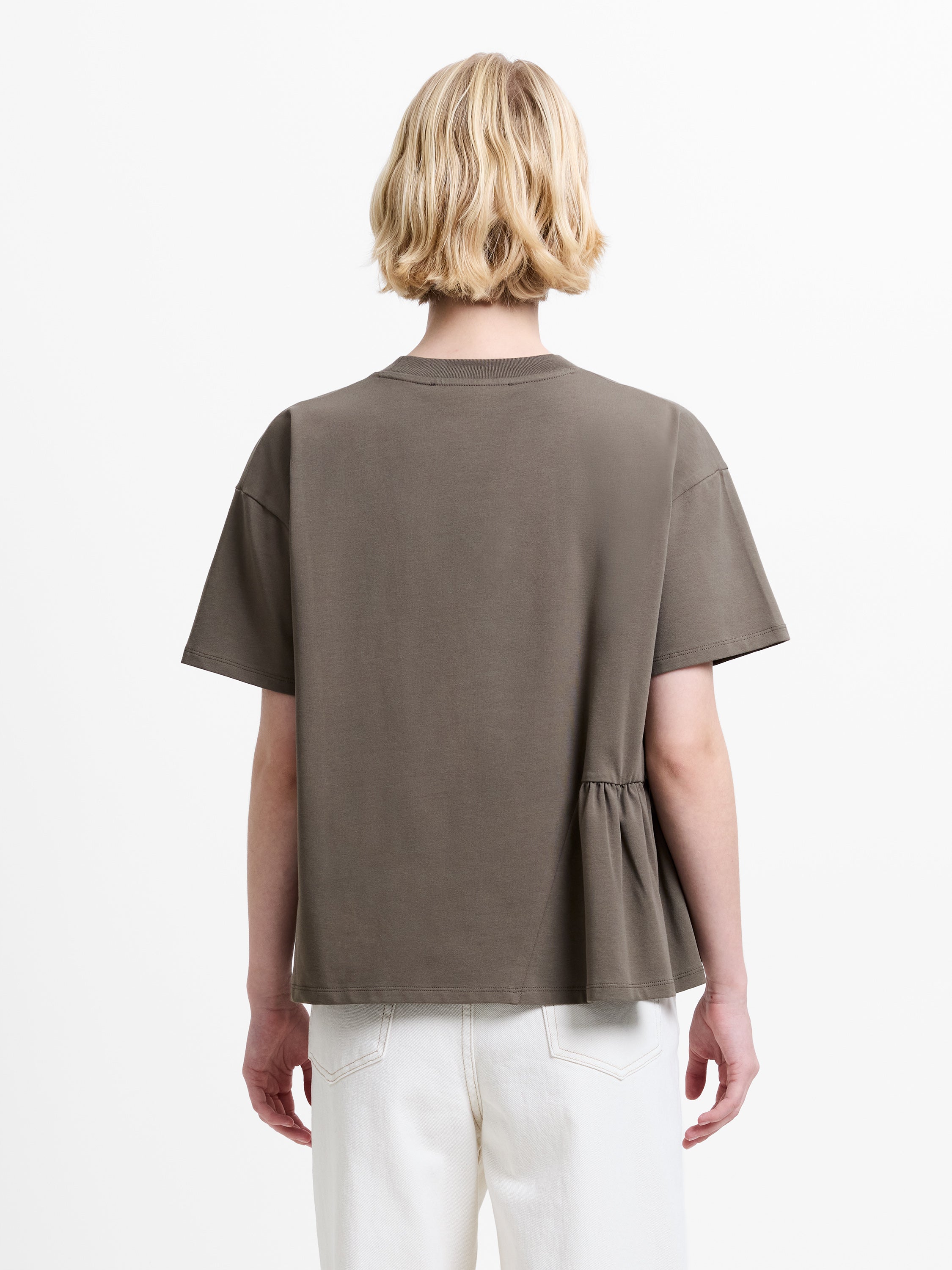 Rallie Khaki Green Asymmetric Peplum T-Shirt