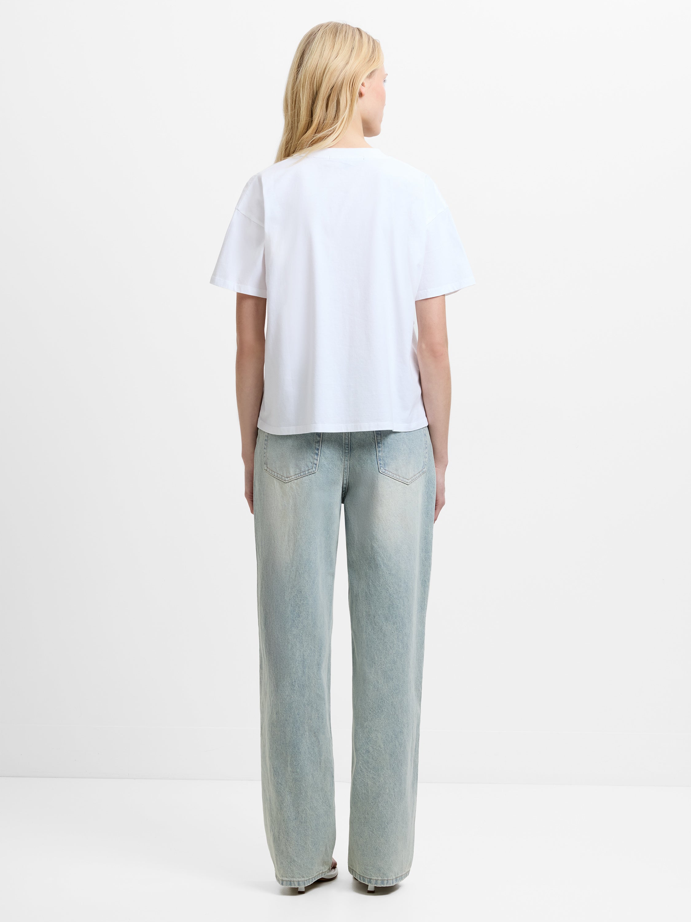 Cotton Crepe Ruffle Floral White T-Shirt