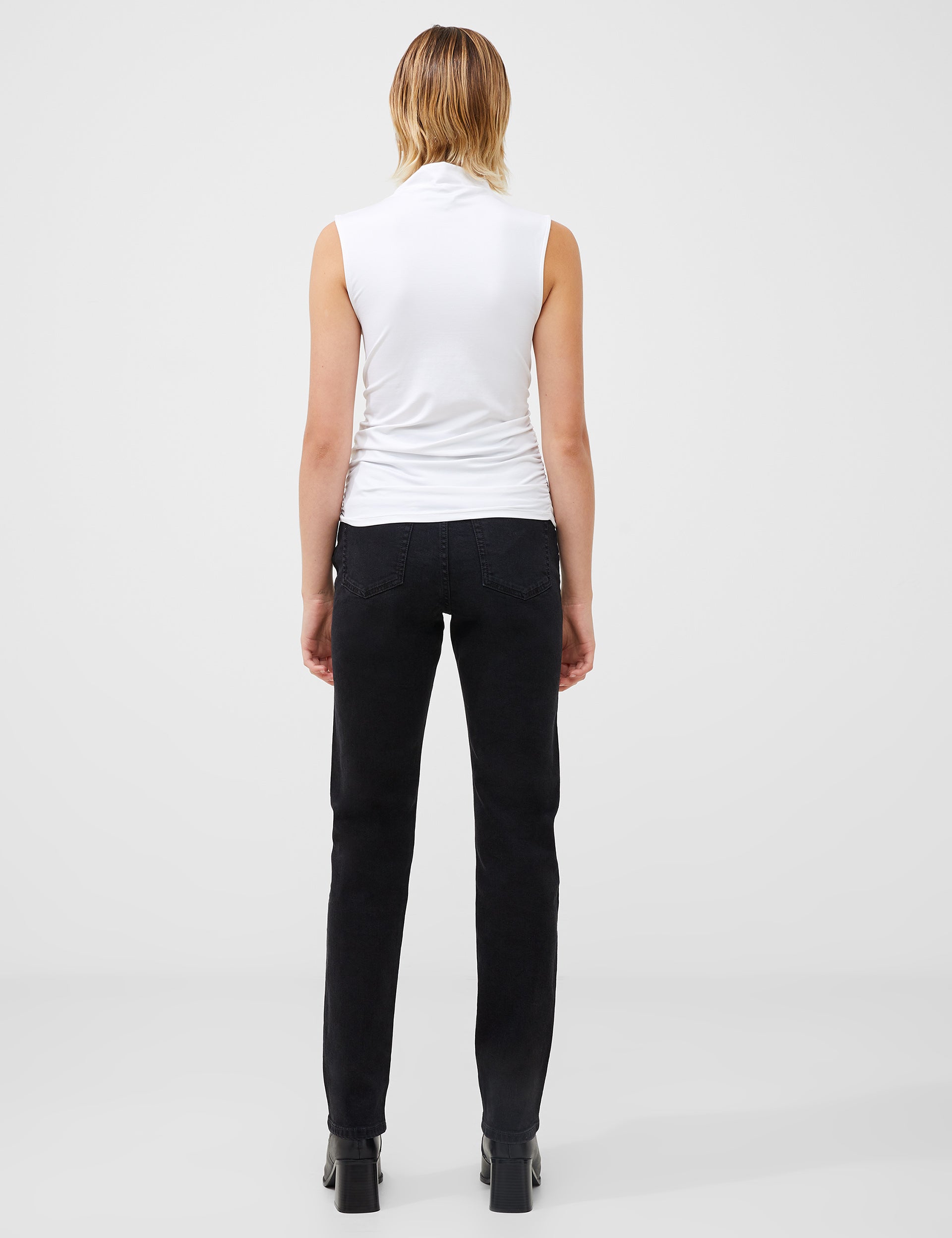 Ruched Mock Neck Sleeveless Top
