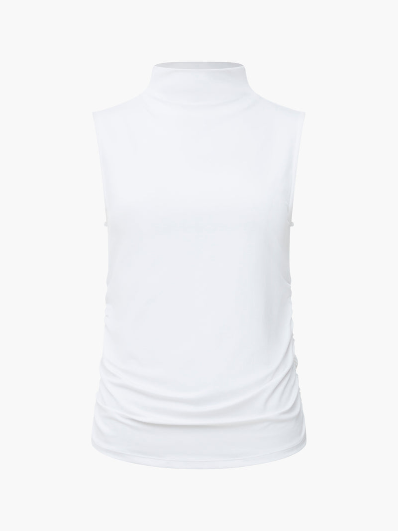 Ruched Mock Neck Sleeveless Top