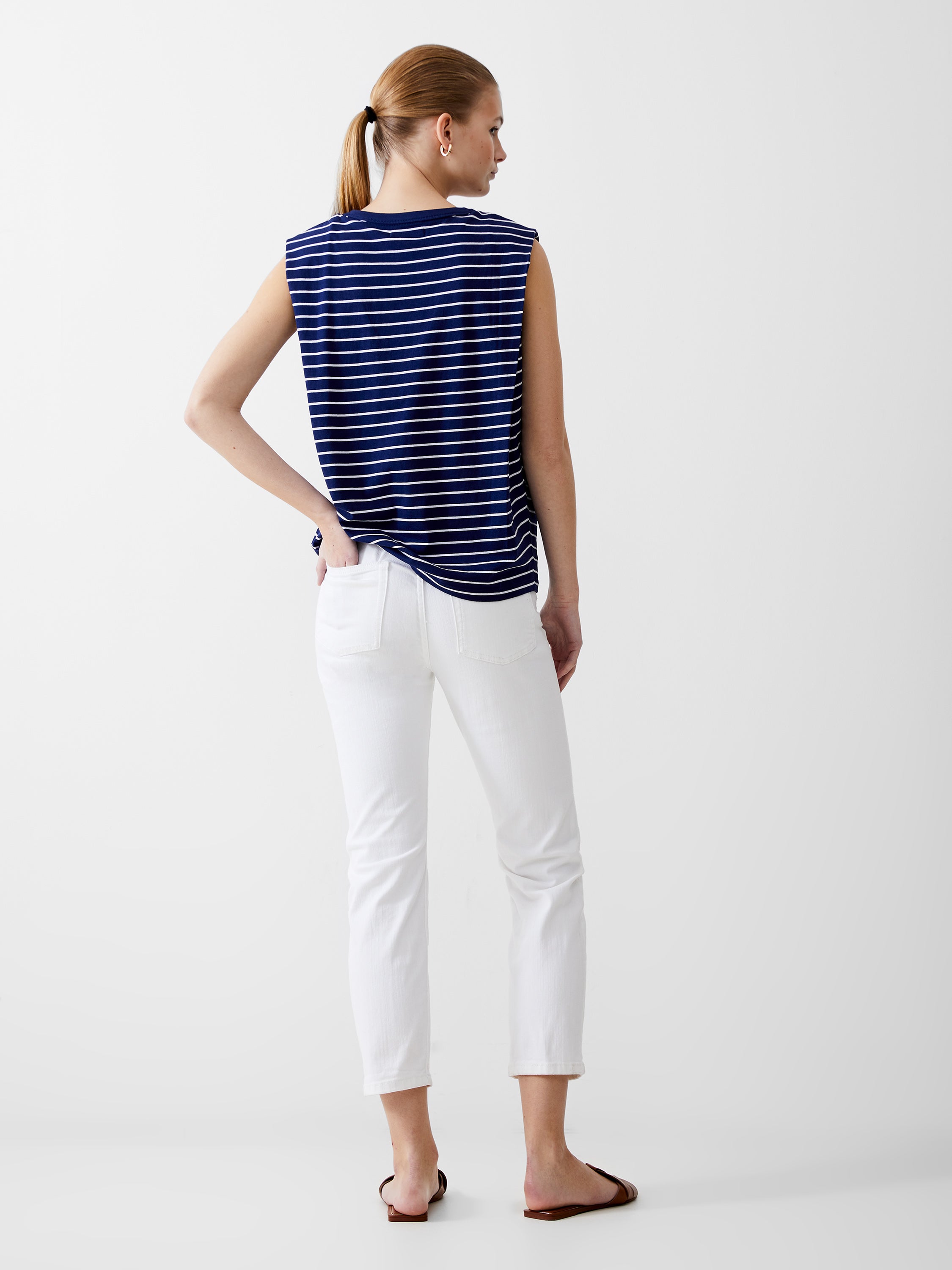 Padded Shoulder Stripe Tank Top