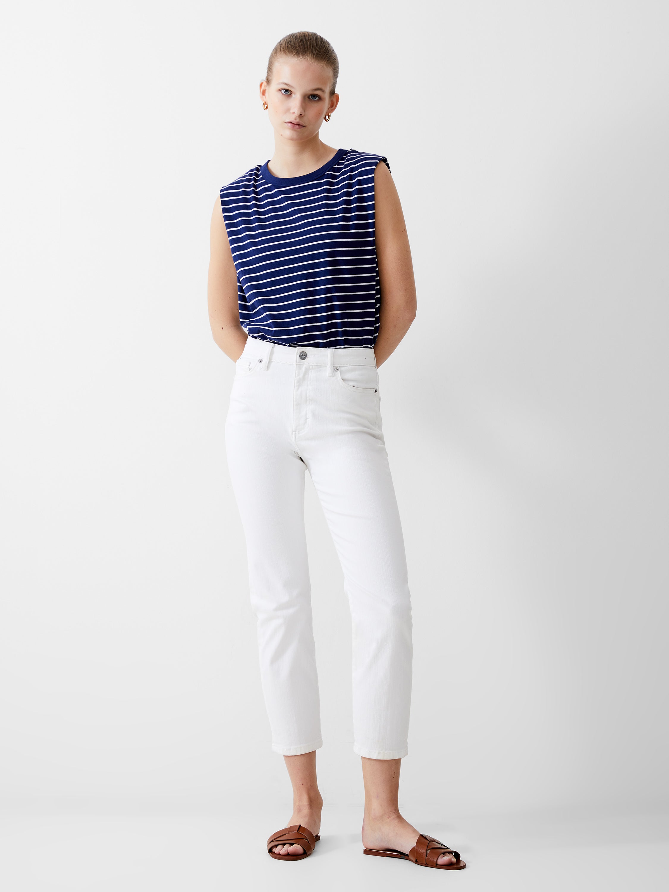 Padded Shoulder Stripe Tank Top