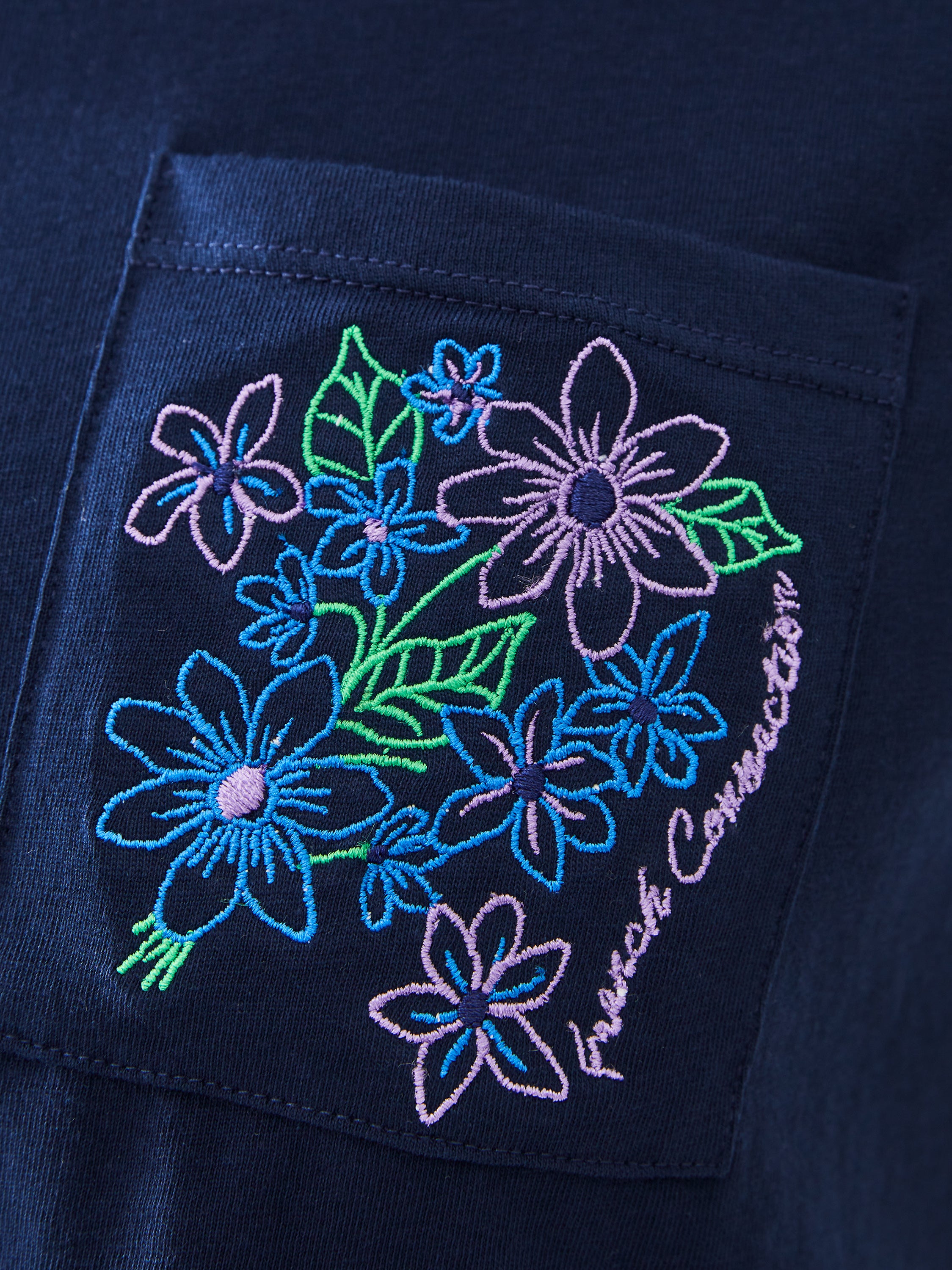 French Connection Flower Embroidered Pocket T-Shirt
