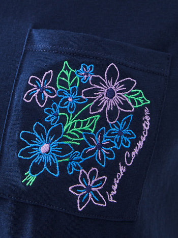 French Connection Flower Embroidered Pocket T-Shirt