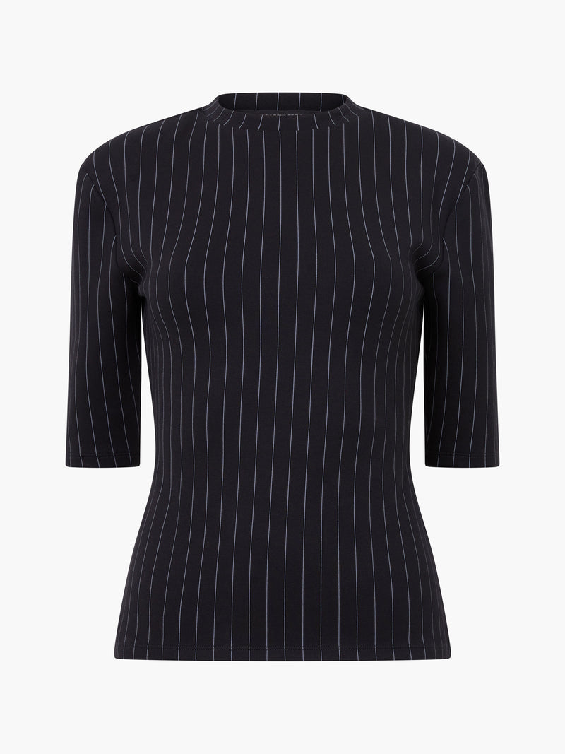 Regina Jersey Pinstripe Shoulder Pad T-Shirt