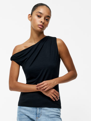 Sia Jersey Asymmetric Draped Top