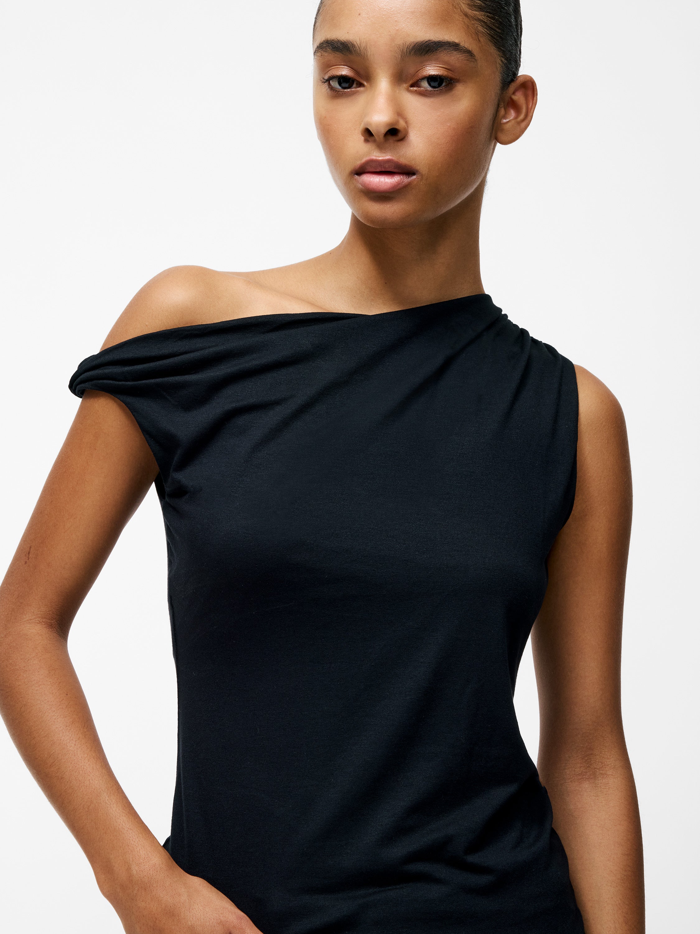 Sia Jersey Asymmetric Draped Top