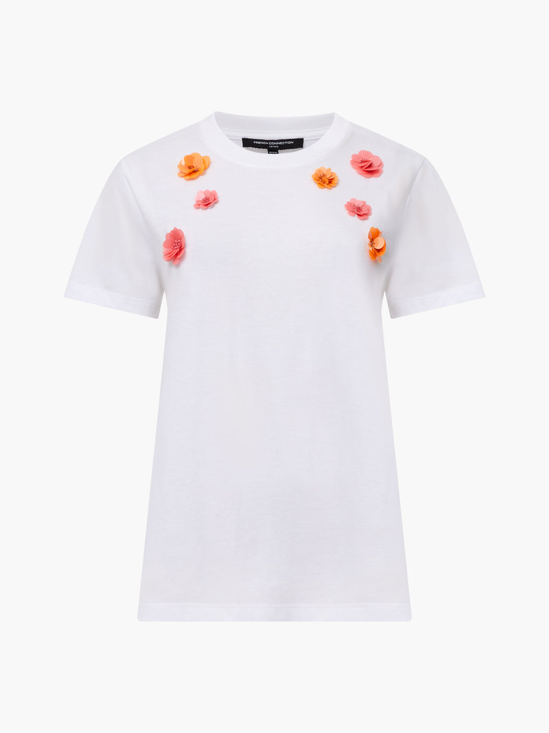 3D Floral Motif Short Sleeve T-Shirt