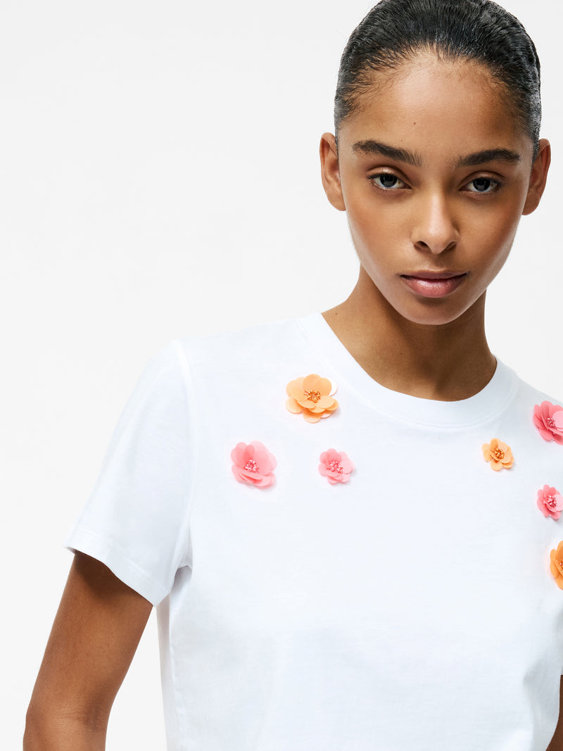 3D Floral Motif Short Sleeve T-Shirt