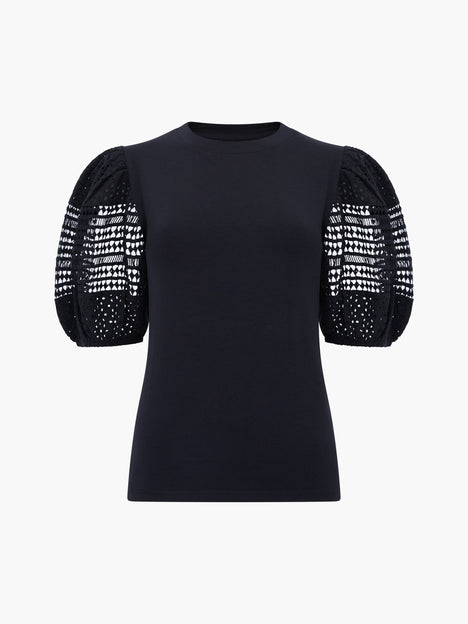Crochet Lace Puff Sleeve Top