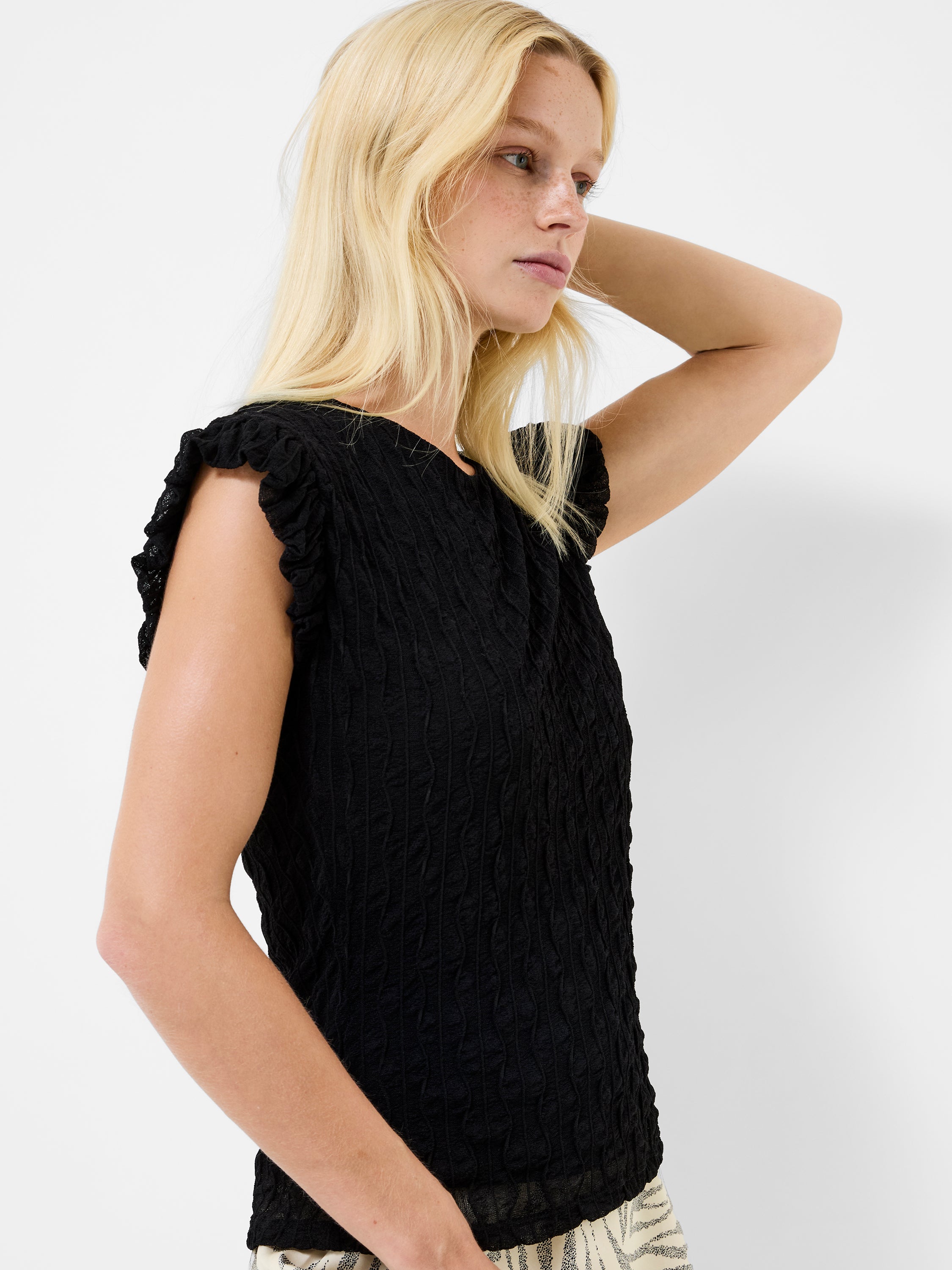 Wanda Textured Jersey Peplum Top