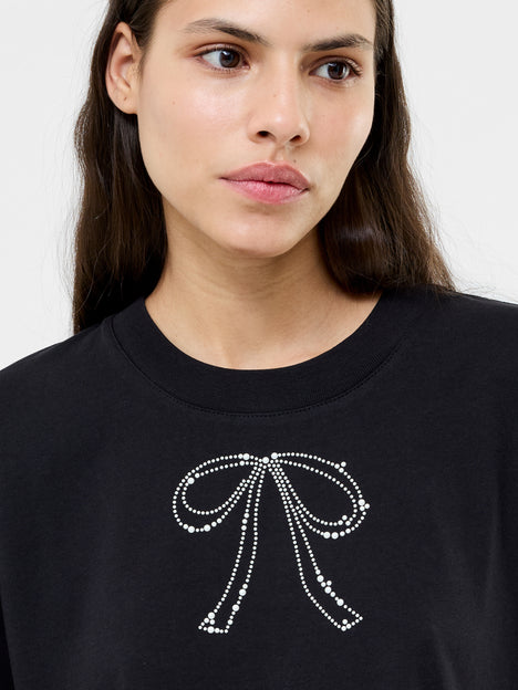 Pearl Hotfix Bow Short Sleeve T-Shirt
