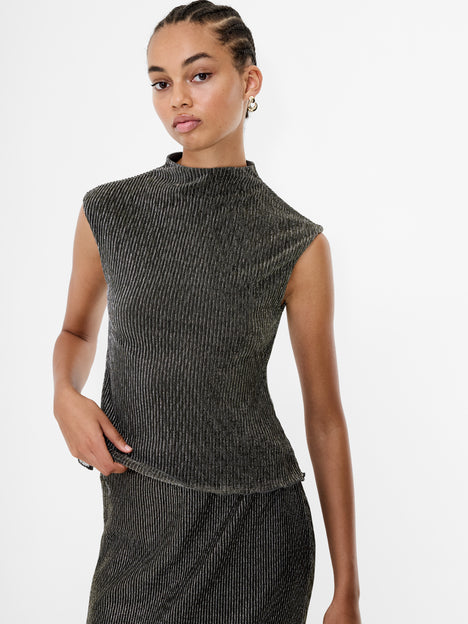 Tamy Lurex Plisse Sleeveless Top