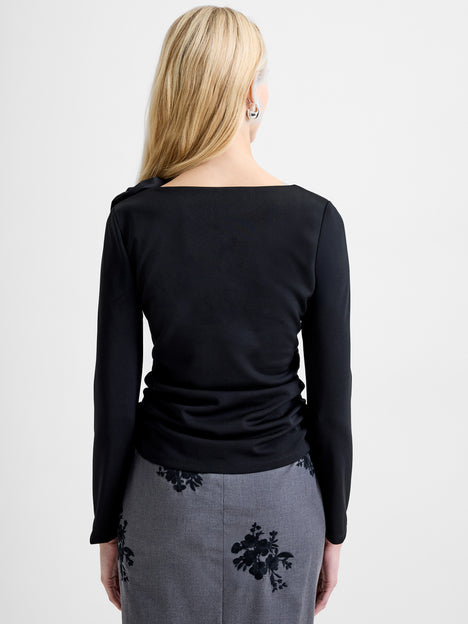 Valetta Jersey Long Sleeve Rosette Top