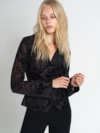 Idina Devore Long Sleeve Collared Top