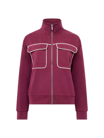 Wren Jersey Zip Up Piping Long Sleeve Sweatshirt