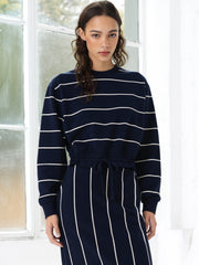 Sunday Sweat Striped Drawstring Cropped Jumper